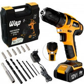 Furadeira Parafusadeira 3/8pol a bateria 12V com kit de brocas e bits