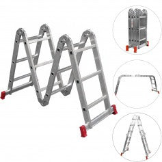 Escada multifuncional de alumínio 4 x 3 com 12 degraus 13 em 1